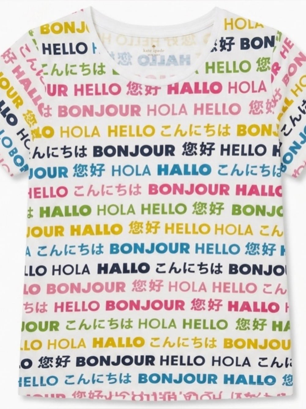 Kat Spade Multi-Color 'Hello' Print Short Sleeve Tee